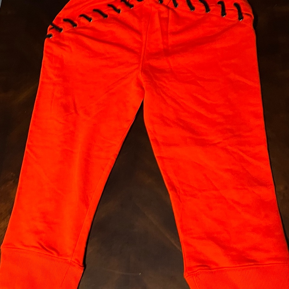 Ivy Park Red Lace-Up Cropped Sweatpants - Picture 4 of 12